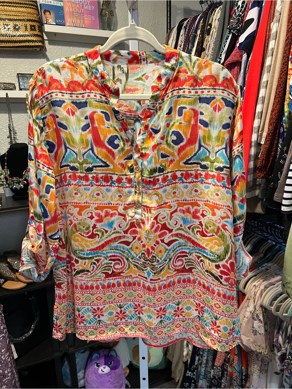 Vibrant Multi-Color Printed Women’s Tunic Top